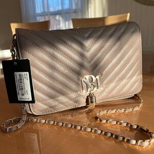 NWT Badgley Mischka Vegan Leather Crossbody Bag Taupe 10x6x4